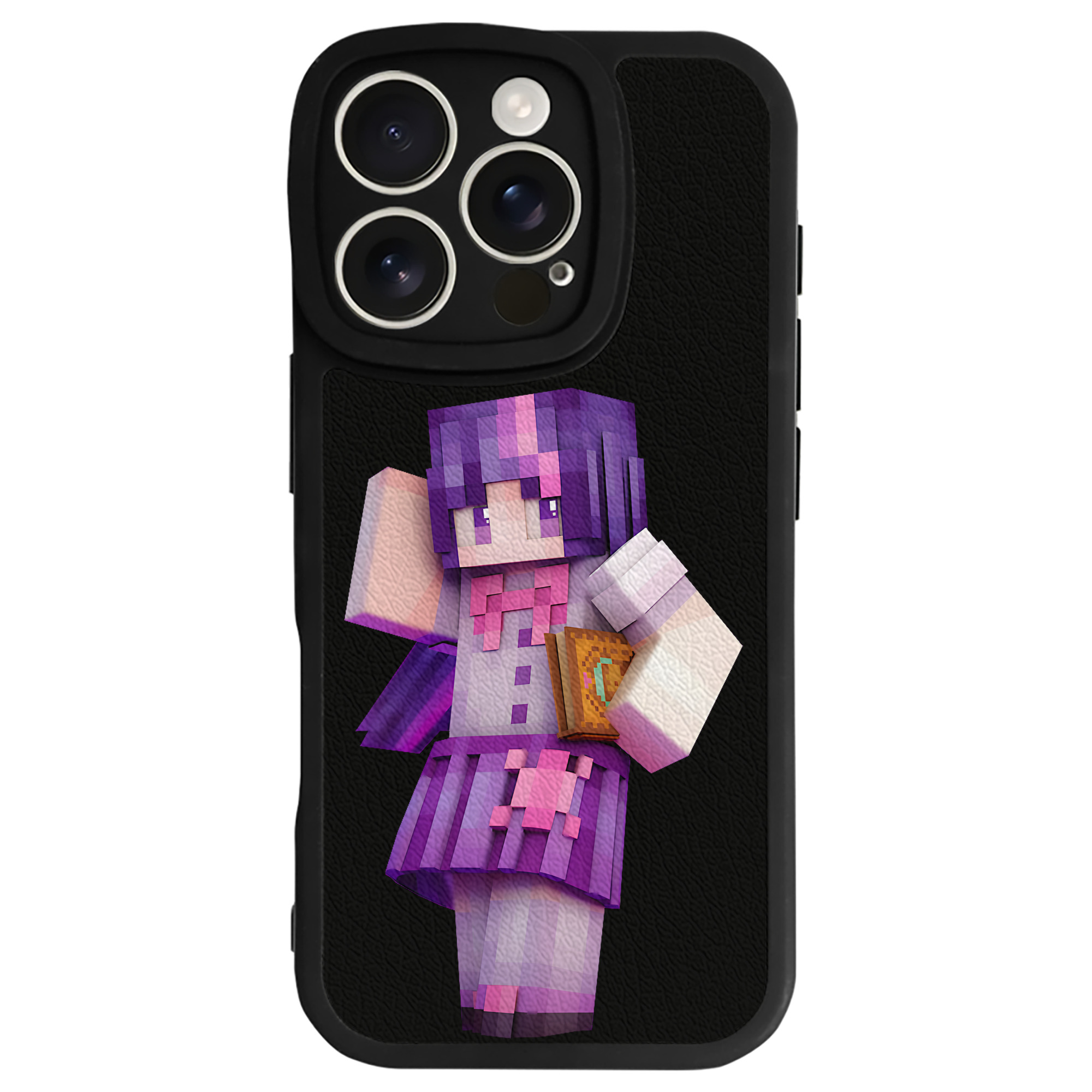 （画像用） マインクラフト ブロックの世界 Minecraft MC Block world 【iPhone 16シリーズ対応】シリコンスマホケース（レザー調） 材質：シリコン